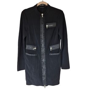 Marc Aurel Black Zipper Front Long Sleeve Dress Can Be Worn As Blazer